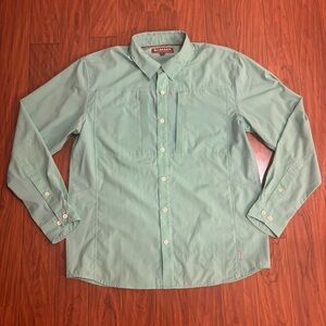 Simms Long Sleeve Button Down Shirt Mens Large Light Mint Green Fishing Casual